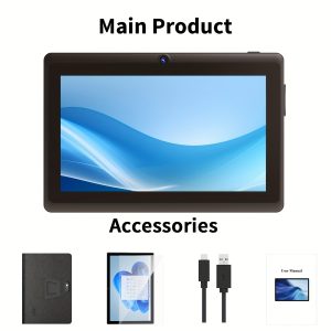 Relndoo 2024 7 Inch Tablet, Android 13, 6GB(3GB+3GB) RAM, 32GB ROM, Quad Core Processor, HD IPS Display, 9:1 Aspect Ratio, 1024x600 Screen Resolution, Mali-G31 Graphics Processor, Dual Camera, USB Charging, Type-C Port Charging, 5W-10W Power, Lithium Battery-Polymer, with Tablet Case
