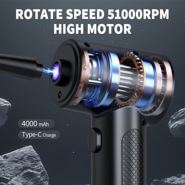 Portable Rechargeable Compressed Air Dust Collector with USB Charging, 5.3 KPa Suction Power, ABS Material, Includes Multiple Attachments for Cleaning Keyboards, Cameras, and Cars, Keyboard Cleaner | Modern Tech Gadget | Abs Resin Body