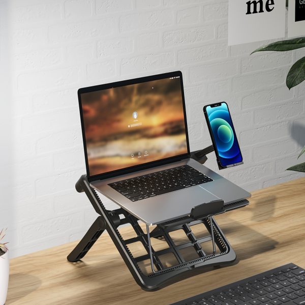 Portable & Adjustable Laptop Stand for 43.94cm Laptops with Bonus Phone Holder - Durable ABS, Ergonomic Design for Desk Use, Sturdy Metal Frame