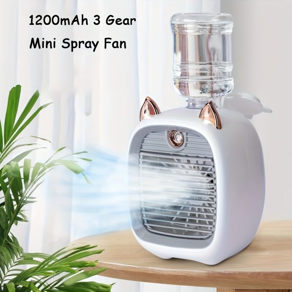 Portable Mini Spray Fan Electric Fan Desk Misting 1200mAh 3 Gear Water Cooling Fan USB Type-C Charging Spray Humidifier Fan Home Office Desk Cool Fans Birthday Gifts Christmas Gifts