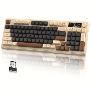 LexonElec M96 Wireless Gaming Keyboard - Ergonomic Mechanical Touch, Wireless/2.4G Connectivity, RGB LED Backlit, PBT Keycaps, 2000mAh Rechargeable Battery, 94-Key Layout for Windows & Mac