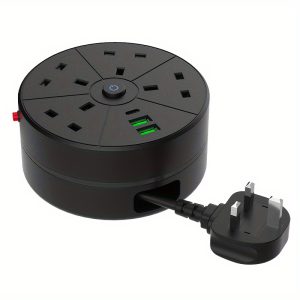 New multifunctional power board/power socket/power strip, equipped with 4 power sockets, paired with (2 USB-A) (1 TYPE-C), 2-meter power cord/automatic short circuit protection function/suitable for home, office, kitchen, garage, and outdoor use