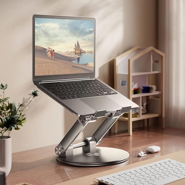 Ergonomic Adjustable Laptop Stand with 360° Swivel Base, Foldable Aluminum Alloy Design for MacBook Pro/Air & 25.4-43.94 cm Laptops, Adjustable Height up to 360° Rotation, Portable & Collapsible for Easy Storage