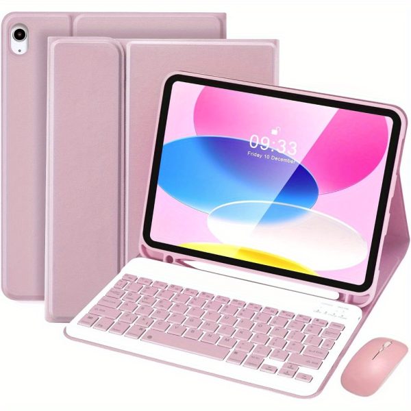 Faux Leather Case for Ipad 10Th Gen 2022 with Detachable Keyboard And Pencil Holder, Foldable And Rechargeable Honeycomb Material Cover with Auto Wake/Sleep & Shock-Proof Features, USB Cable Included