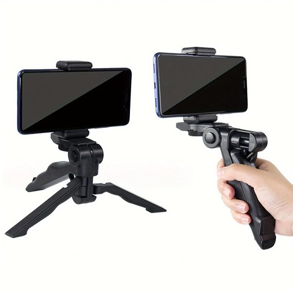Durable 360° Rotating Anti-Shake Fixed Tripod Camera Holder, Portable ABS Smartphone Stand with Pan/Tilt Bracket for Broadcasting and Photography, Indoor/Outdoor Use, Mobile Phone Holder