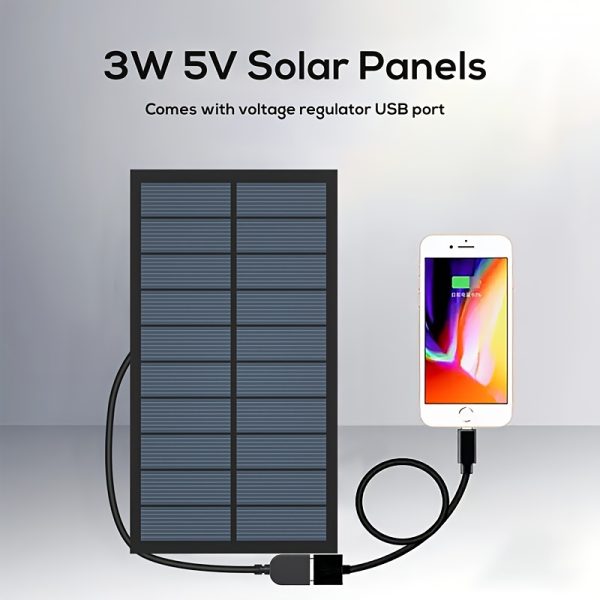 Portable solar panel with USB port 3W/5V, Mini solar panel Monocrystalline silicon compact solar panel, hand suitable for mobile phones, camping hiking trips