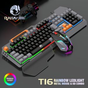 Three Colors Block Wired Keyboard And Mouse Set, Gaming Mechanical Wired Keyboard And Mouse Set Optical Backlit Gaming Keyboard Set For Gaming/Office/Laptop