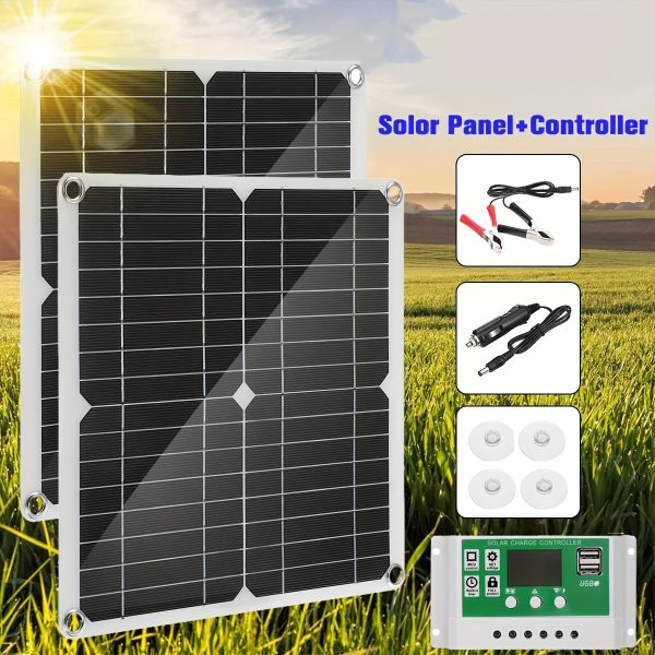 30W Solar Panel Kit with Multi Voltage USB-5V-DC-12V-18V, 30A/60A/100A Controller, Waterproof, Magnetic Material, for Outdoor, Boat, RV, Camping - Detachable Photovoltaic Module Not Included