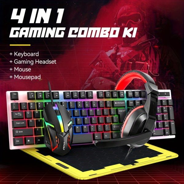 Keyboard, mouse, headset, mouse pad, e-sports game, office business four-in-one set