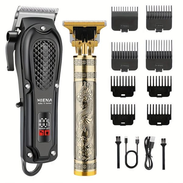 2pcs/1set Professional Hair and Beard Grooming Kit Includes Electric Shaver and T-Blade Trimmer Professional Men's Hair Clipper and Trimmer Set Very Suitable for Personal and Hairdresser Use