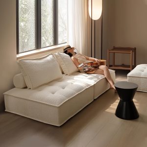 Italian Style White Polyester Memory Foam Sofa, Recliner, Lazy Chair, All Memory Sponge, Compressed Roll Package Transport, Pillow-back, No Battery, No Wood, Use Without Electricity