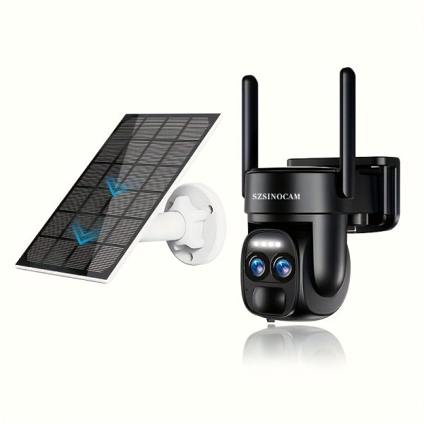SZSINOCAM 10x Zoom 360-Degree Bullet Camera, 1296P FHD WiFi Security Camera with LED Spotlight, Alarm, Motion Detection, Color Night Vision, Two-Way Audio,, Battery/USB Powered, Rechargeable 8000mAh, Application Control, Outdoor Use