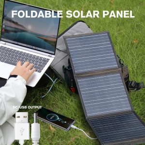 Outdoor Solar Folding Power Bank 60W USB-12V Output + DC Direct Output 18V Output Foldable and Portable, Light Up and Charge, Suitable for Mobile Phone Batteries and Tablet Chargers, as well as Outdoor Camping and RV Trips
