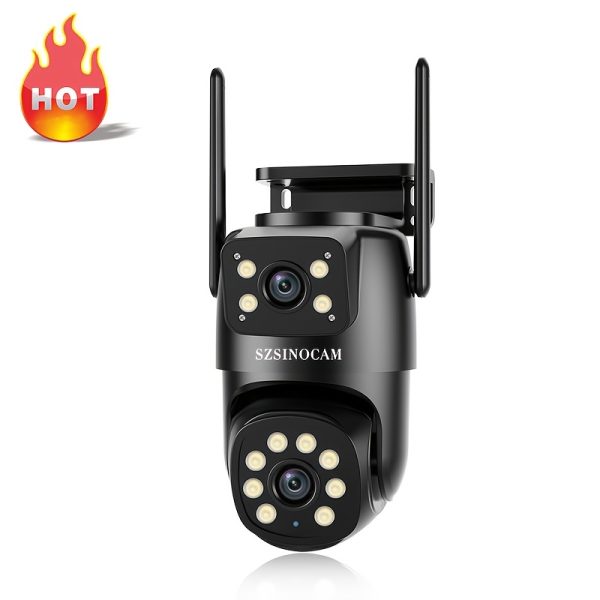1pc SZSINOCAM Dual-Lens PTZ WiFi Security Camera, 1024p HD Indoor/Outdoor Surveillance, Adjustable Brightness, USB Powered, Wall-Mounted, Anti-Theft, Foldable, Motion Alerts, Application Controls, for Office, Reading, Sleeping - Wi-Fi Enabled, No Battery Required