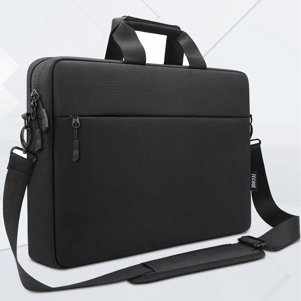 TECOOL 14 15 17 Inch Large Capacity Multifunctional Portable Shoulder Computer Storage Bag, Accommodate Laptop Bag, Business Office Document Bag, Water-Resistant Bag for Man or Woman, Black