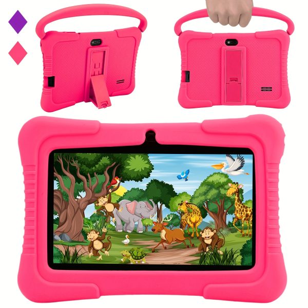 Veidoo Youngsters 17.78cm Android Tablet - 2GB RAM, 32GB ROM, Safe Eye Protection Screen, WiFi Enabled, Dual Camera, Parental Controls, Durable Silicone Case (Pink) - Perfect for Gaming & Educational Play, Youngsters's Gaming Device | Kidfriendly Interface | Easygrip Design
