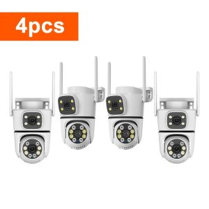 Rotating Security Camera Indoor Outdoor Universal with Wifi, 360° Rotating Dual Lens, IR Night Vision, for Home Security, Spotlight And Siren, Full HD Night Vision / Two-Way Talking / Motion Detection
