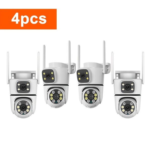 Rotating Security Camera Indoor Outdoor Universal with Wifi, 360° Rotating Dual Lens, IR Night Vision, for Home Security, Spotlight And Siren, Full HD Night Vision / Two-Way Talking / Motion Detection