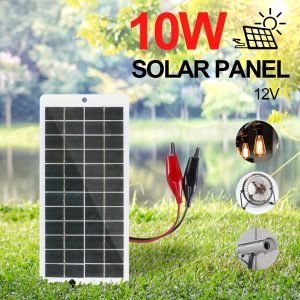 10W Portable Solar Panel Charger - 12V, & Foldable with Adjustable Kickstands & MC-4 Cable - Ideal for Outdoor Camping, Boats, RVs, and Lawn Mowers