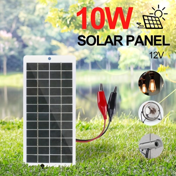 10W Portable Solar Panel Charger - 12V, & Foldable with Adjustable Kickstands & MC-4 Cable - Ideal for Outdoor Camping, Boats, RVs, and Lawn Mowers