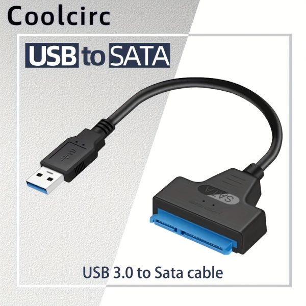 Coolcic 15.24cm SATA to USB 3.0 Cable, USB 3.0 to SATA Adapter, Compatible with 2.5-inch SATA III HDD&SSD, External Hard Drive Converter for Data Transfer, Black, 6+2-pin PCIe Male to Female Connector