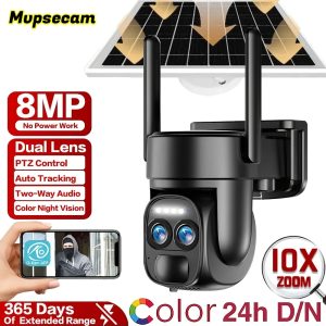 MvpSecam 4K 8MP Dual Lens Outdoor Security Camera - Color Night Vision, 10X Zoom, Solar & Battery Powered with PIR Human Detection, WiFi Enabled for Remote Viewing, Surveillance, CCTV