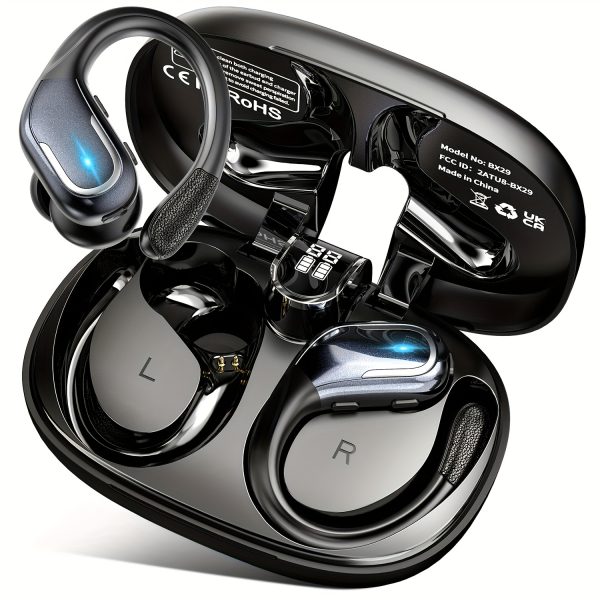 New Wireless Earbuds for Running Sports, Wireless Earphones with Earhooks Pure Bass Sound, Over Ear Headphones with Dual-LED Display, Earphones Noise Cancelling Headset Built-in Microphone