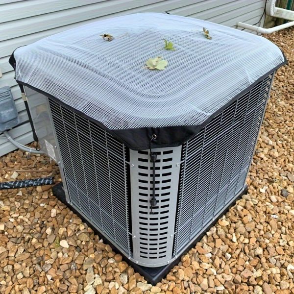 Outdoor Air Conditioner Cover - Heavy-Duty Mesh, Leaf Guard & Table Protector for All Seasons, Fits Square Units, Gray