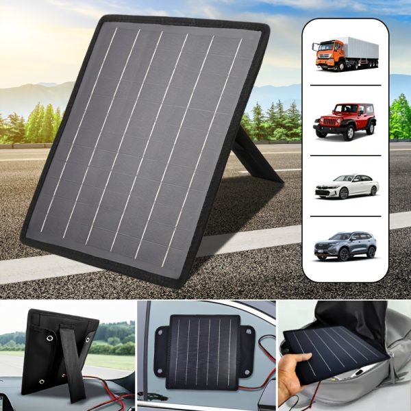 10W 18V Solar Car Charger & Maintainer Kit - Monocrystalline Silicone, Detachable Panel for Cars, Motorcycles, Boats, RVs, Trailers, Power Sports & Snowmobiles