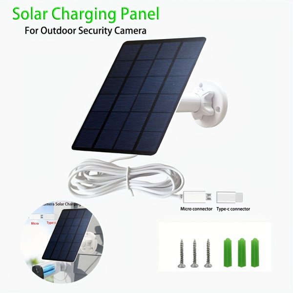 1pc solar panel for outdoor security camera charging, type-c/micro connector. 360 degree rotatable, camera solar panel accessories, camera accessories, solar panel accessories