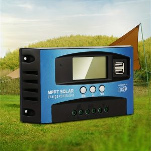 1pc 30A/40A/50A/60A/80A/100A Solar Charge Controller Dual USB LCD Display 12V 24V Auto Solar Cell Panel Charger Regulator With Load