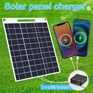 Compact Solar Charger with Dual USB Output: Ideal for Outdoor Camping and Home Use