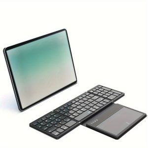 Compact Wireless Keyboard with Touchpad, Rechargeable And Full-Sized, Ideal for Smartphones And Tablets