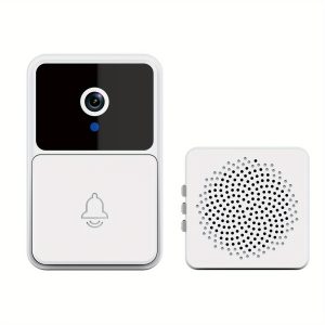 1pc Smart WiFi Doorbell Camera, Wireless HD Night Vision Intercom, Rechargeable Battery, Two-Way Audio, Photo & Video Recording, APP Control, Voice Alert, White