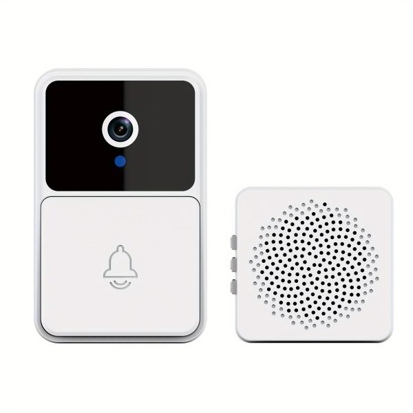 1pc Smart WiFi Doorbell Camera, Wireless HD Night Vision Intercom, Rechargeable Battery, Two-Way Audio, Photo & Video Recording, APP Control, Voice Alert, White
