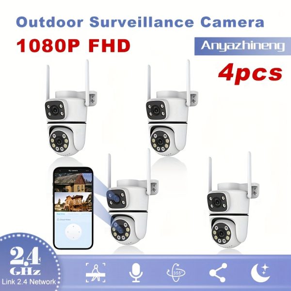 4pcs Security Camera 1080P FHD Outdoor Surveillance Camera Home Surveillance Camera Door Surveillance Camera With Motion Detection Two-Way Voice Night Vision APP View Home Motion Lens Rotation 355° Vertical 90° Dual Lens Dual Screen Child Surveillance Camera > Smart Monitor