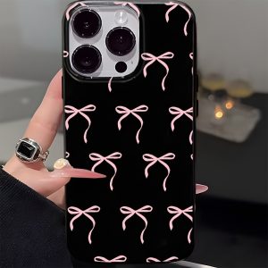 Pink Silk Ribbon Mobile Phone Case Suitable for Fashion-Forward People, Suitable for Iphone16Promax/15/14Plus/13/12/11 Protective Case
