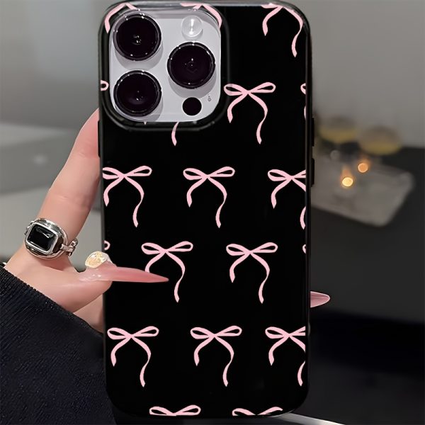 Pink Silk Ribbon Mobile Phone Case Suitable for Fashion-Forward People, Suitable for Iphone16Promax/15/14Plus/13/12/11 Protective Case