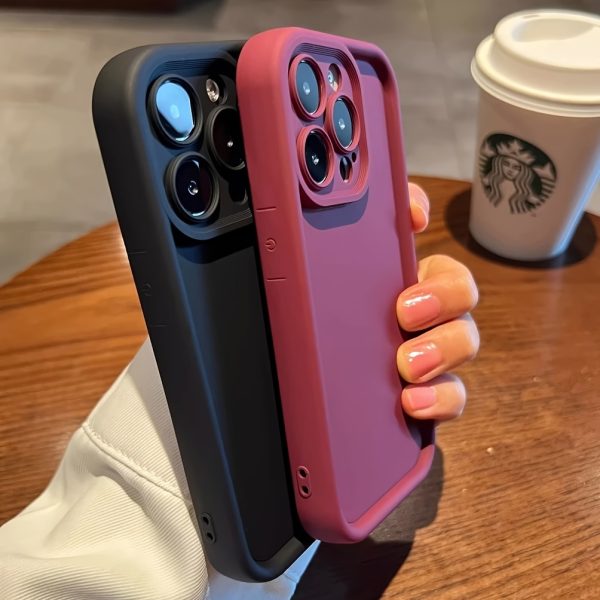 Luxurious Solid Color Shockproof Phone Case Compatible with Apple Iphone 15, 14, 13, 12, 11 Pro Max, 14, 15 Plus, Featuring Camera Protection And Accessory Coverage.