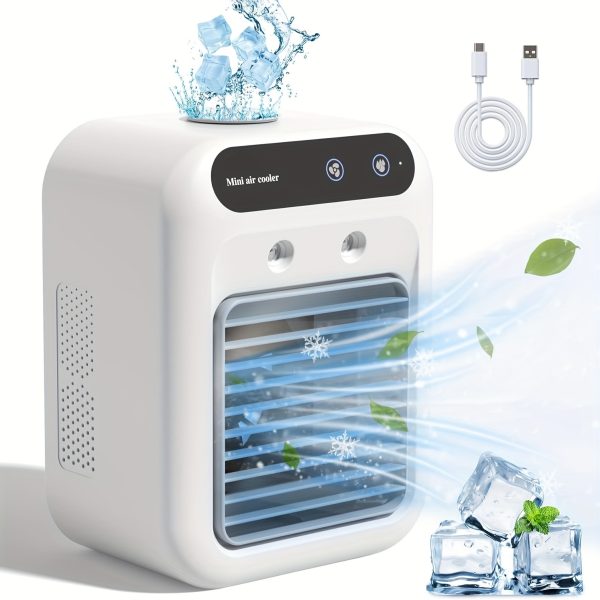 Portable USB Desk Fan Air Cooler, Mini Personal Cooling Device with Rechargeable 1800mAh Lithium Battery, Low Voltage Operation, Ideal for Dormitory & Office Use