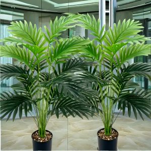 Pack of 2 Authentic Faux Palm Trees, 65.0 cm - Lifelike Artificial Greenery for Home and Office Decor, Perfect for Weddings, Christmas, Easter, Hanukkah, St. Patrick's Day - Suitable for Indoor/Outdoor Use, Container Not Included