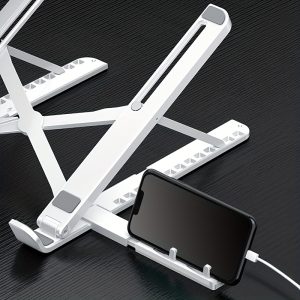 2-in-1 Adjustable Laptop & Tablet Stand - Portable, Foldable, Waterproof Dashboard Mount with Multiple Angles for Car Compatibility, Durable ABS Material, White, Tablet Holder Stand
