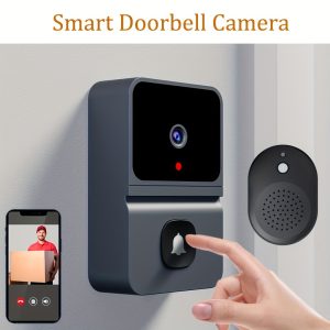 1pc Smart WiFi Doorbell with Built-in Battery - Wireless Security Camera with 2-Way Audio, Night Vision, USB Rechargeable, Low Power Consumption, Supports 2.4G WiFi for Easy Home Surveillance, Home Security|Sleek Black Design|Advanced Audio Technology