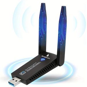 Drive-Free 1300Mbps WiFi Adapter for Desktop PC, USB WiFi Adapter, Dual 5Dbi Antennas, Support 2.4G& 5G Network, 802.11AC Compliant, USB 3.0, Support Mac OS Win10/ 8/ 7/ XP