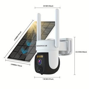 [Remote Access] Solar-Powered 1080P Security Camera with 360° View, 4X Zoom, Two-Way Audio, Color Night Vision, Motion Detection & Spotlight, Cloud/SD Storage - Perfect Gift for Birthdays, Easter, President's Day, Solar Security Camera
