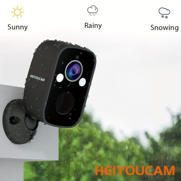 HEIYOUCAM Security Cameras Wireless Outdoor, 3MP Battery Powered WiFi Security Camera With Spotlight & Siren Alarm, 2-Way Audio, Color Night Vision, AI&PIR Motion Detection, AI Detection For Home Security, Works With Alexa, 2-Way Talk,, PIR Motion Detection, Weatherproof, 2-Way Audio Security, Black.