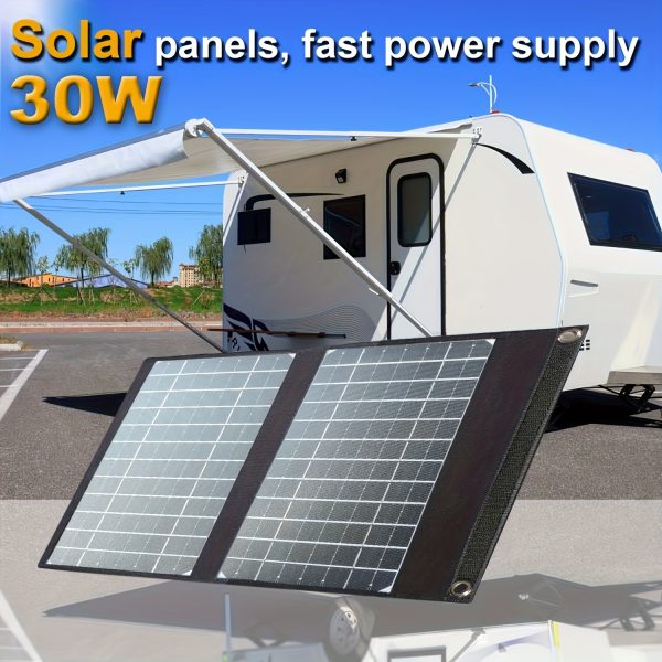 1 Pack, Portable Solar Panels, Foldable Solar Panel Battery Charger For Portable Power Station Generator, USB Ports & DC Output, For Camping Van RV Trip
