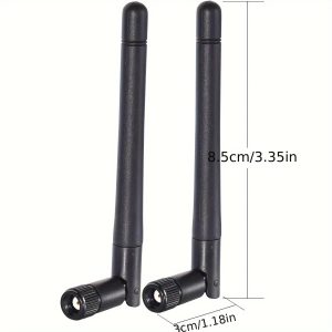 2pcs Dual Band 3dBi MIMO Antennas, SMA Male Connector with Pin, Gold-Plated, for Router, Network Card, USB Adapter, Security IP Camera, Video Surveillance & Monitor