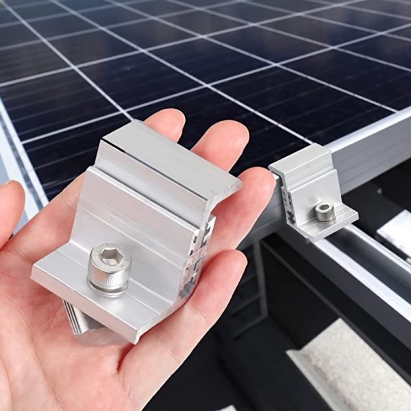 4pcs Alptaoveture Adjustable Solar Panel Mounting Brackets - Durable Aluminum End Clamps, Z-Adjustable for 32-50mm Thick Panels, Secure Photovoltaic System Accessories