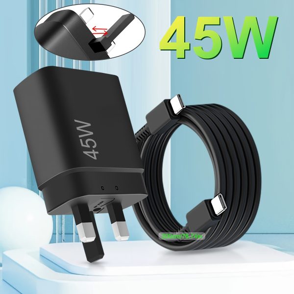 45W Super Fast Charger with 201.17cm 5A Type-C Cable, USB C Plug for SamSung S24 Ultra/S24+/S24/S23 Ultra/S23/S22/S21/A15, A55, Z Fold 6, Z Flip 6, Tab S9, for Google PIXEL 9, PPS Fast Charger 2.0, HengYe